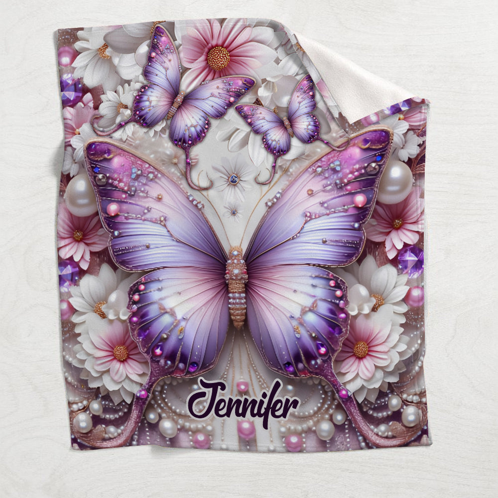 Couverture papillons violettes personnalisée