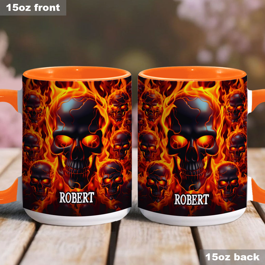Mug personnalisé « Crâne fondu en feu » - Tête de mort fondue
