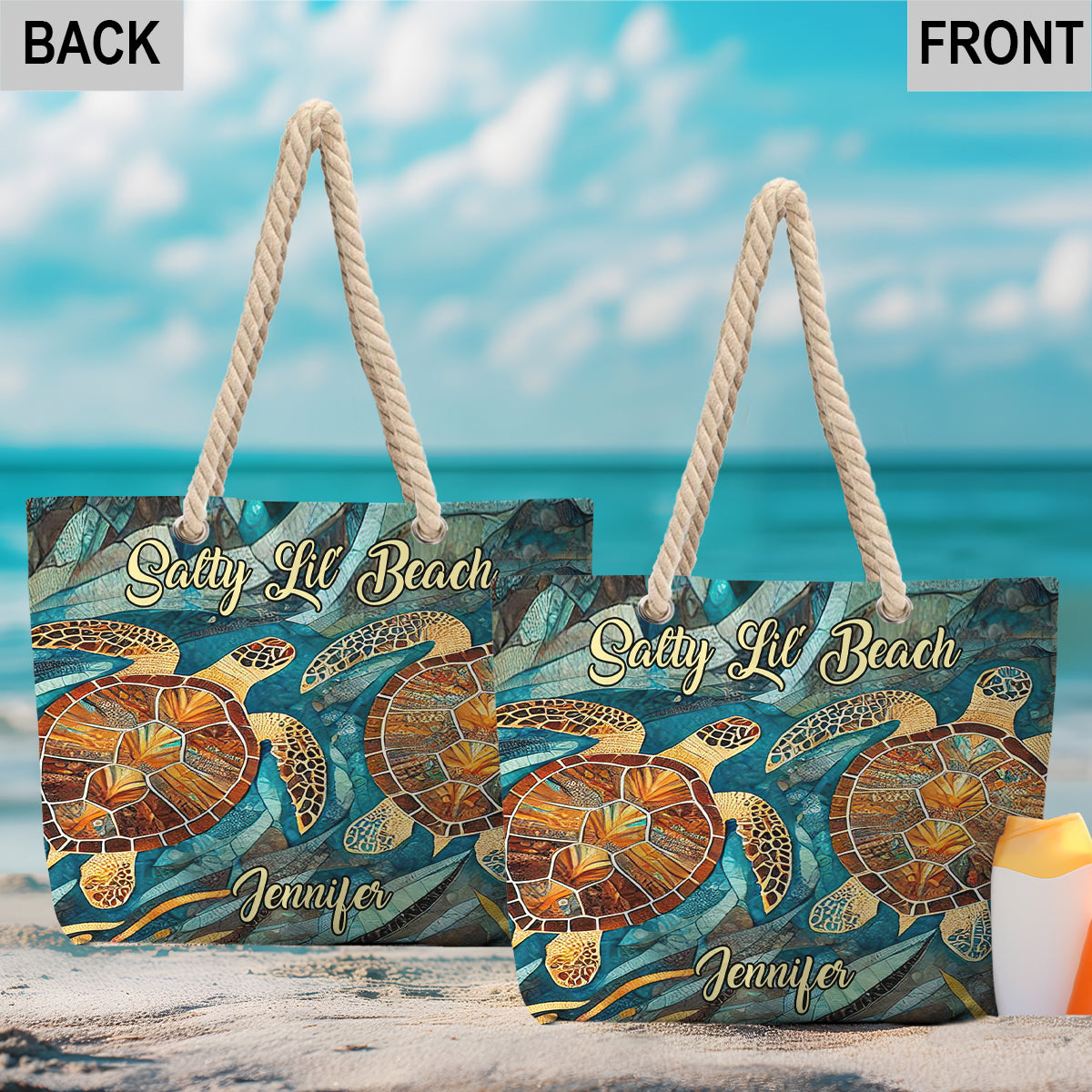 Salty Lil Beach - Personalized Turtle Beach Bag