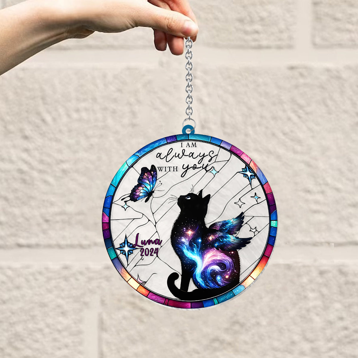 I Am Always With You - Personalized Cat Window Hanging Suncatcher Ornament