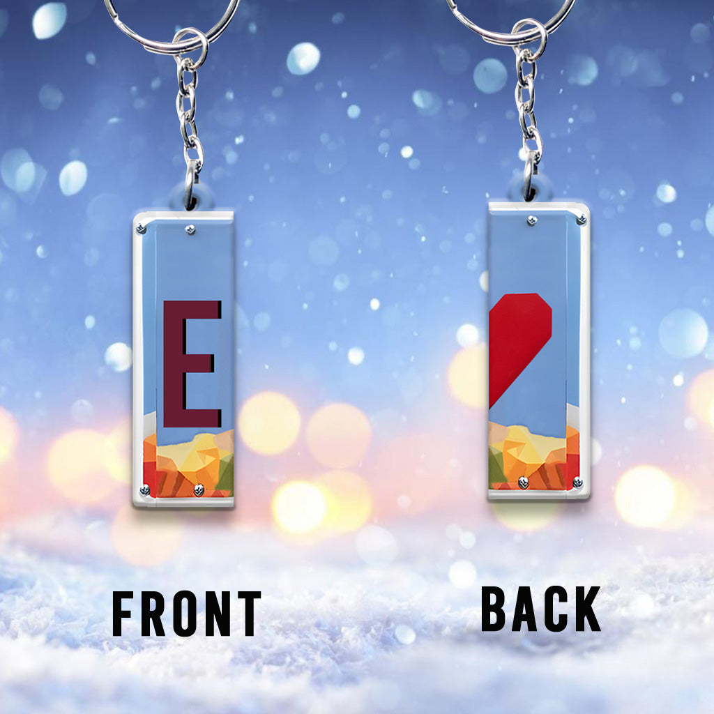 Any Letter Liscense PLate - Personalized Couple Matching Keychain