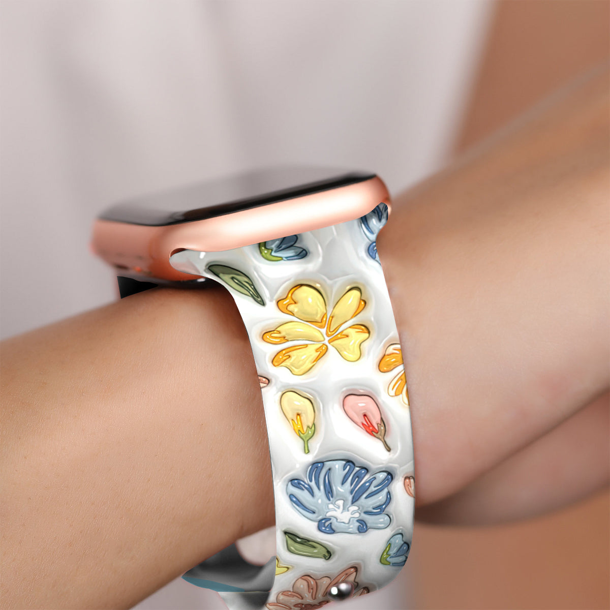 Bracelet Apple Watch à motif floral bouffant - Bracelet Apple Watch personnalisé