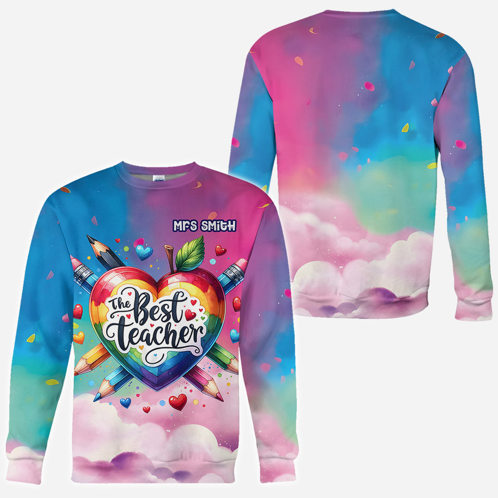 The Best Teacher Colorful Heart - Personalized Teacher All Over Shirt