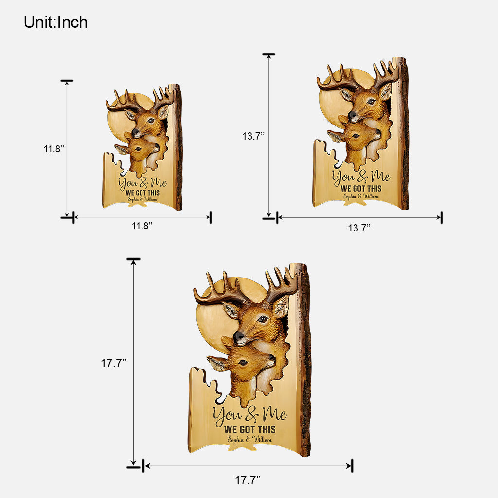 Cerf et biche - Panneau en bois personnalisé sur mesure pour la chasse
