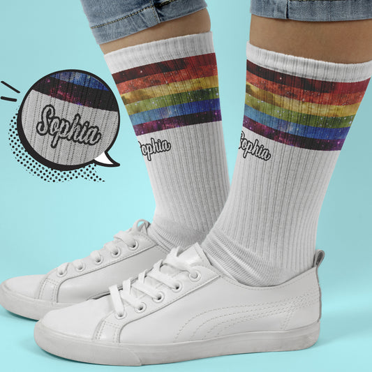 Pride Rainbow Galaxy - Personalized LGBT Support Socks
