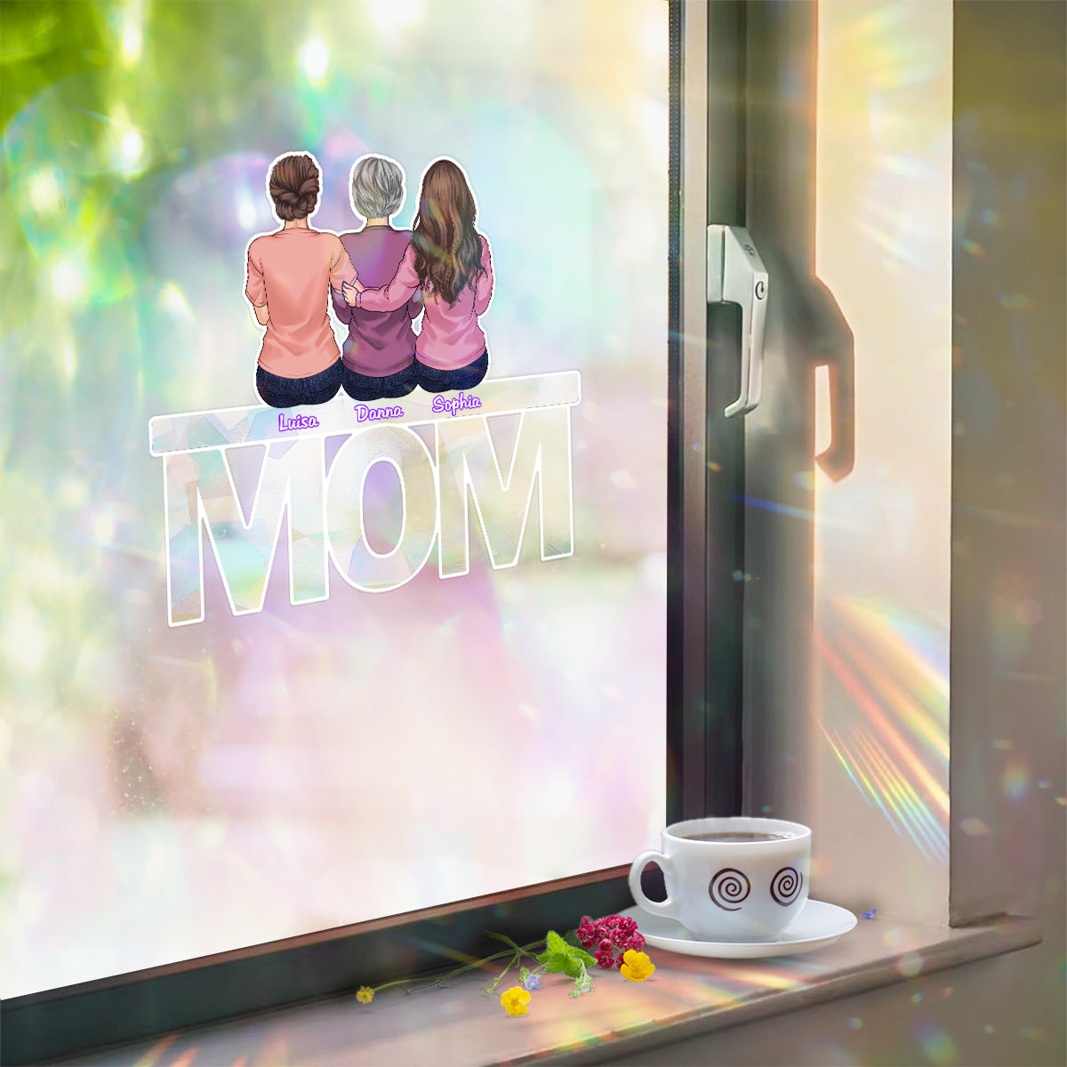 Je t'aime maman - Autocollant attrape-soleil personnalisé pour maman