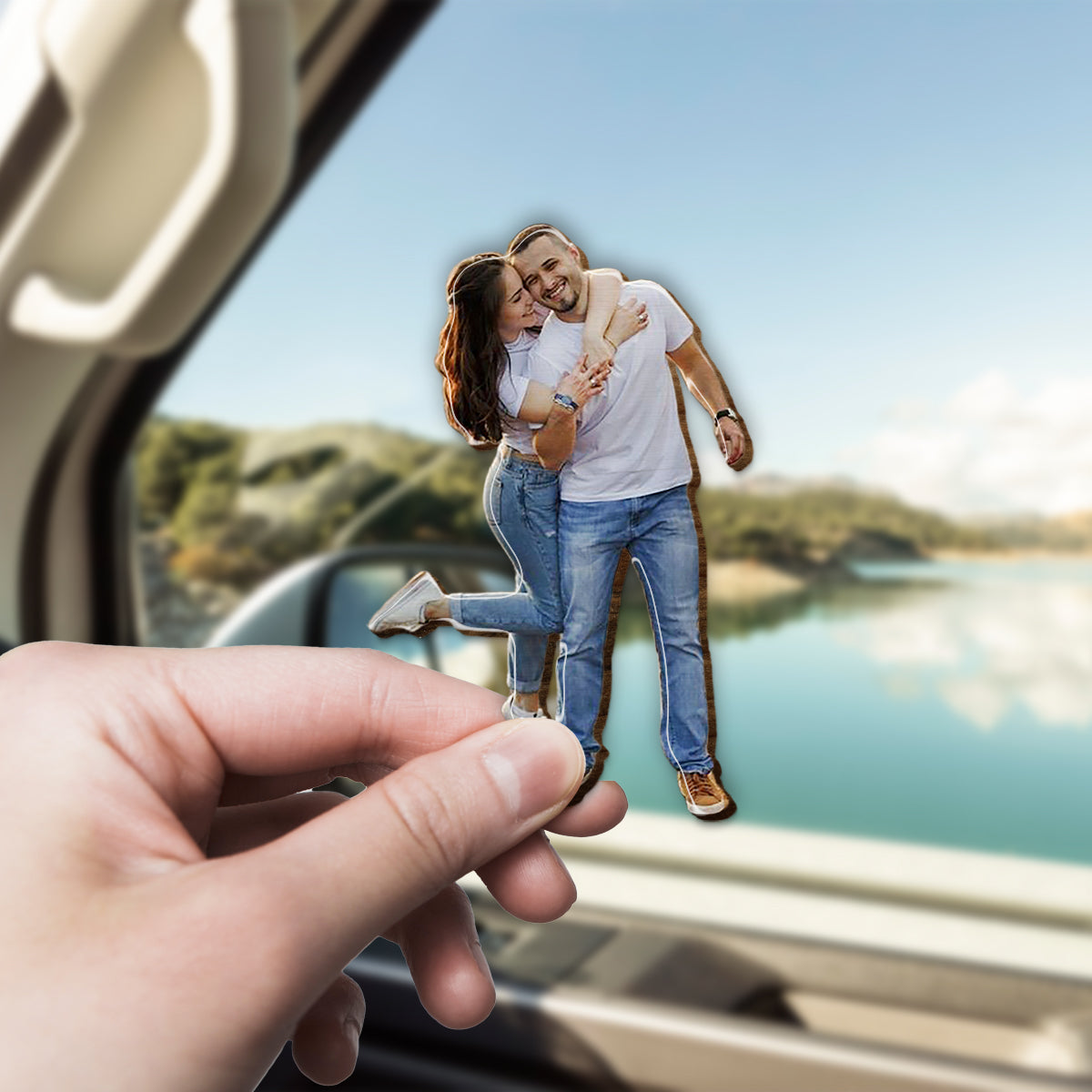 Je t'aime jusqu'à la lune et retour - Clip de pare-soleil de voiture personnalisé pour couple