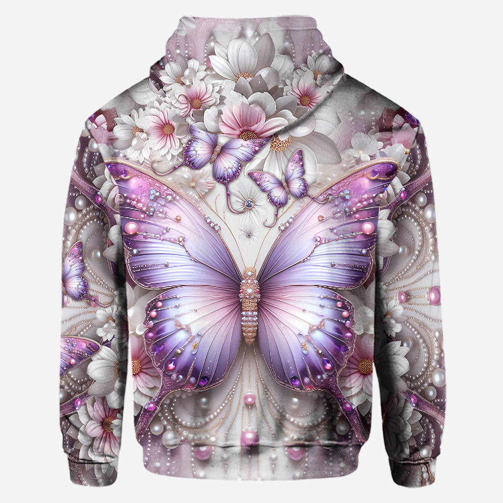 Papillons violets - Sweat à capuche et legging personnalisés papillons