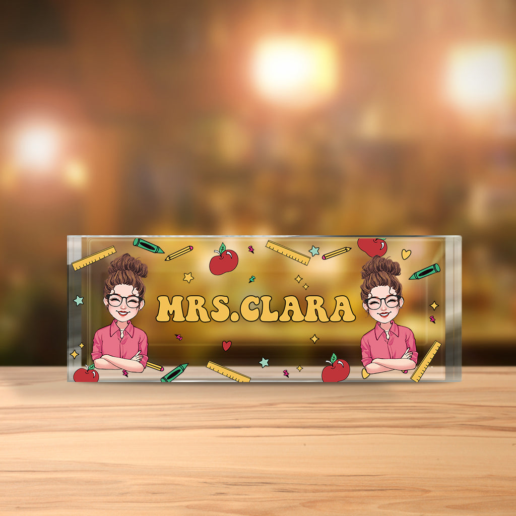 Plaque nominative personnalisée pour bureau d'enseignant - Plaque acrylique personnalisée en forme sur mesure