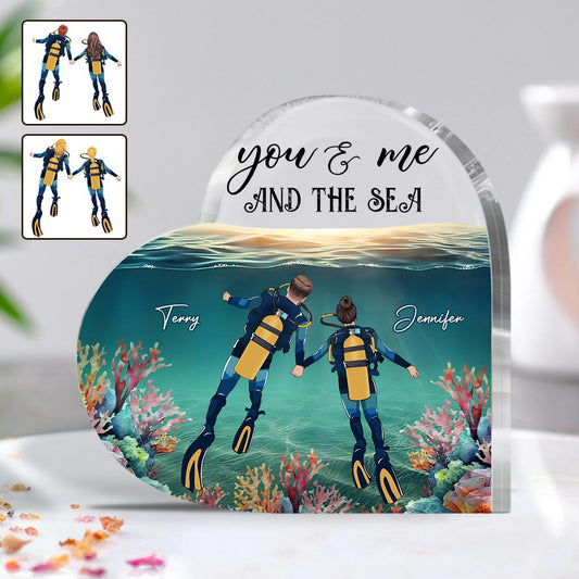 You And Me And The Sea - Personalized Scuba Diving Custom Shaped Acrylic Plaque