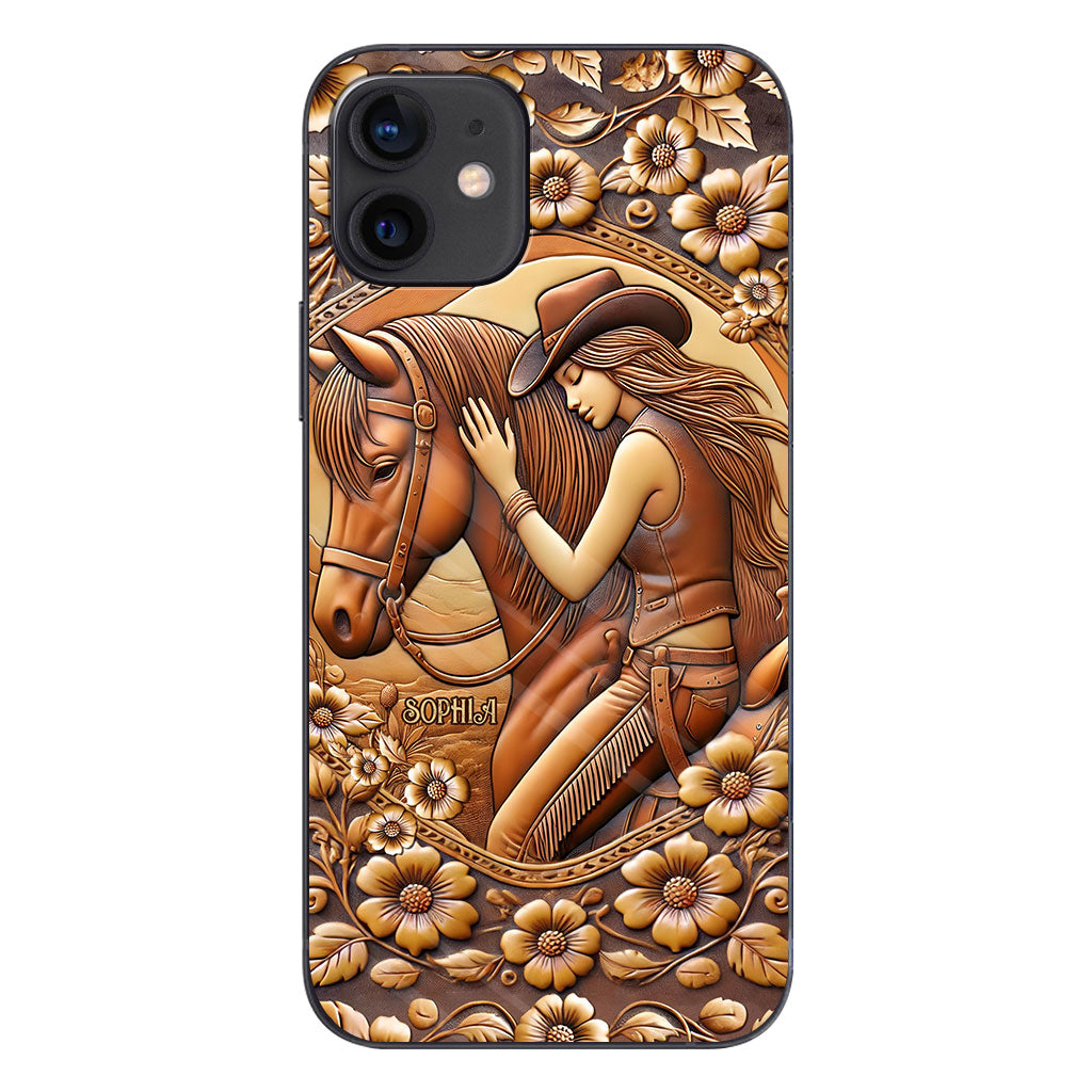 Une fille et son cheval - Coque de téléphone personnalisée à motif cheval