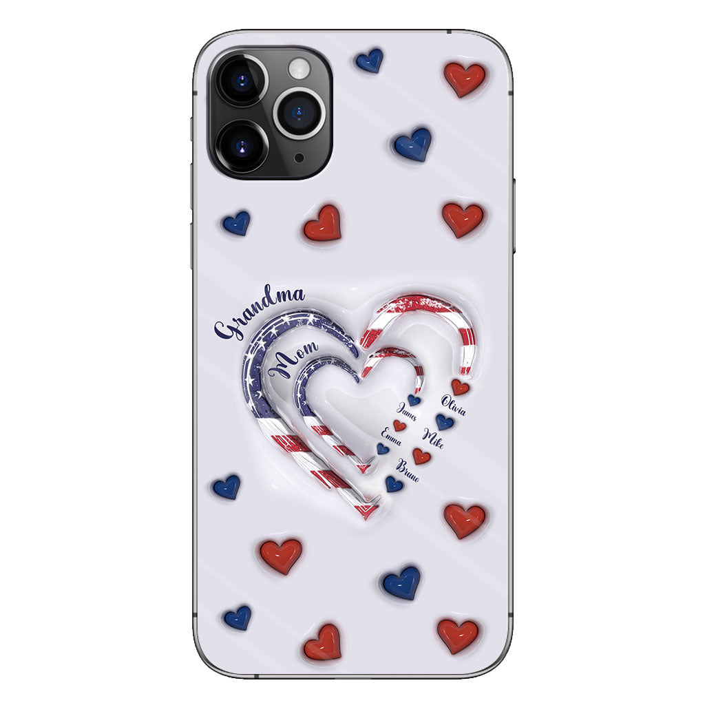 Coque de téléphone personnalisée « Cœurs de grand-mère » pour le 4 juillet