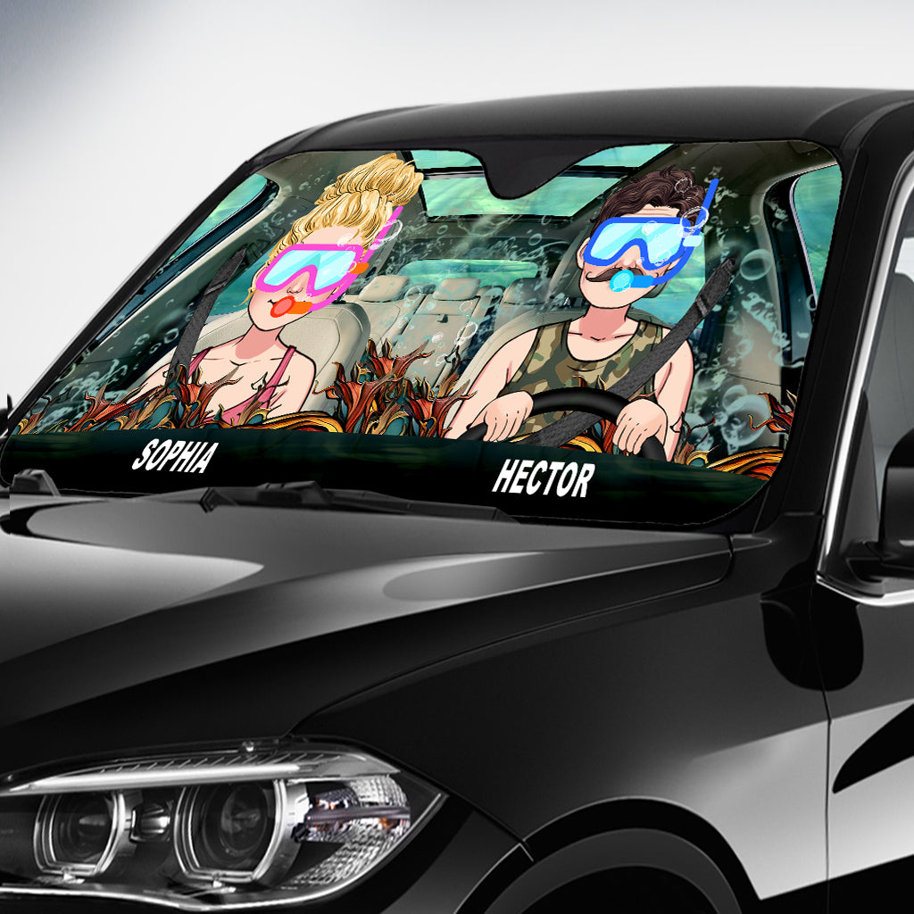 Toi, moi et la mer - Pare-soleil de voiture personnalisé pour la plongée sous-marine