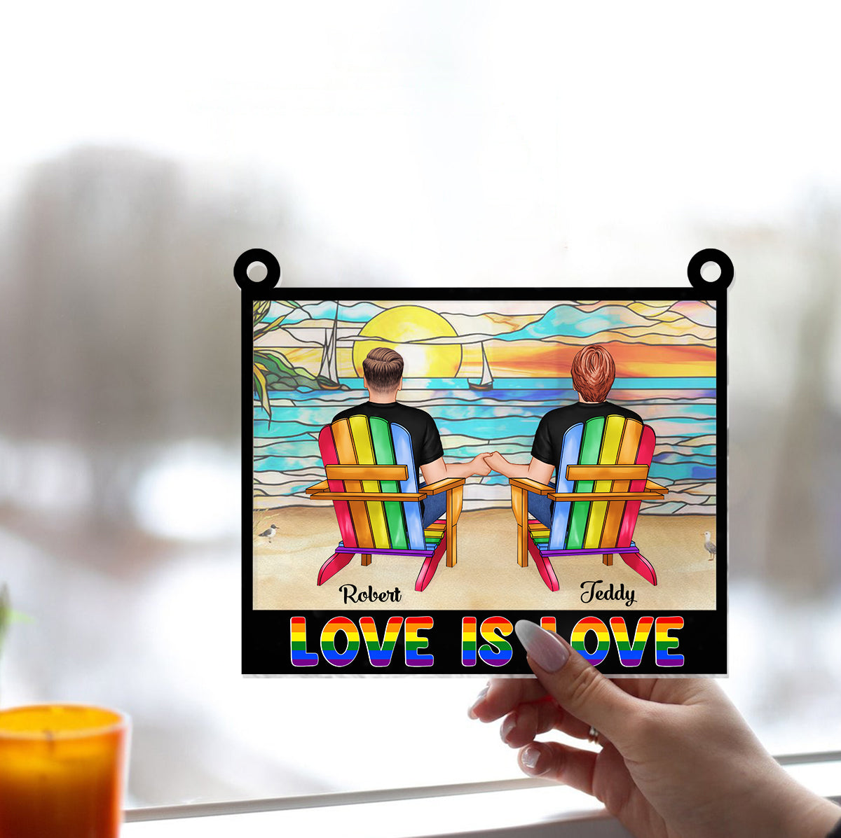 Tu es la pièce manquante de mon puzzle - Attrape-soleil personnalisé pour fenêtre, symbole de soutien LGBT 