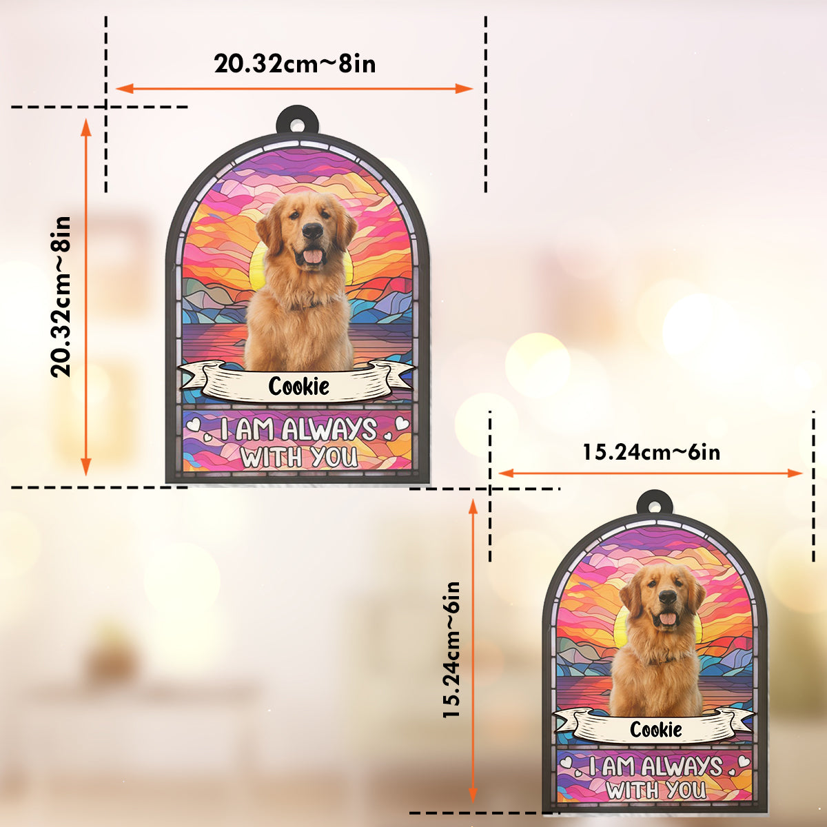 Je suis toujours avec toi - Attrape-soleil personnalisé pour fenêtre, en forme de chien 