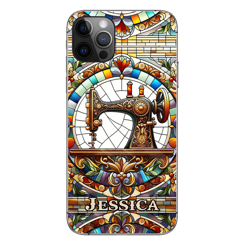 Machine à coudre colorée - Étui de téléphone personnalisé à la machine à coudre