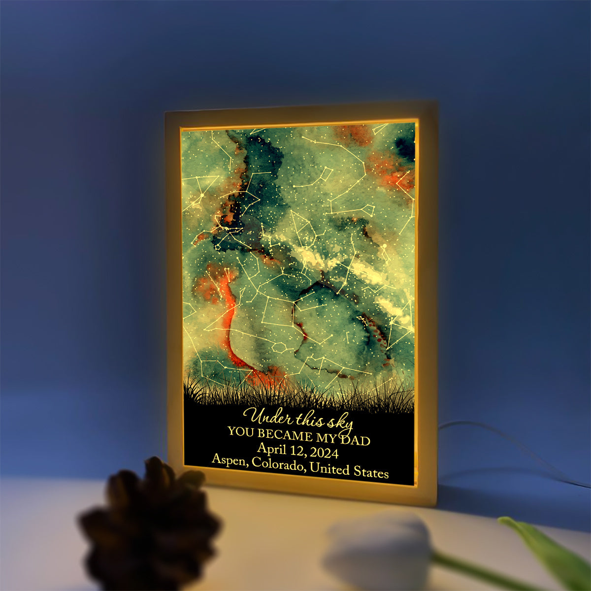 Là où tout a commencé - Cadre photo personnalisé pour papa avec boîte lumineuse