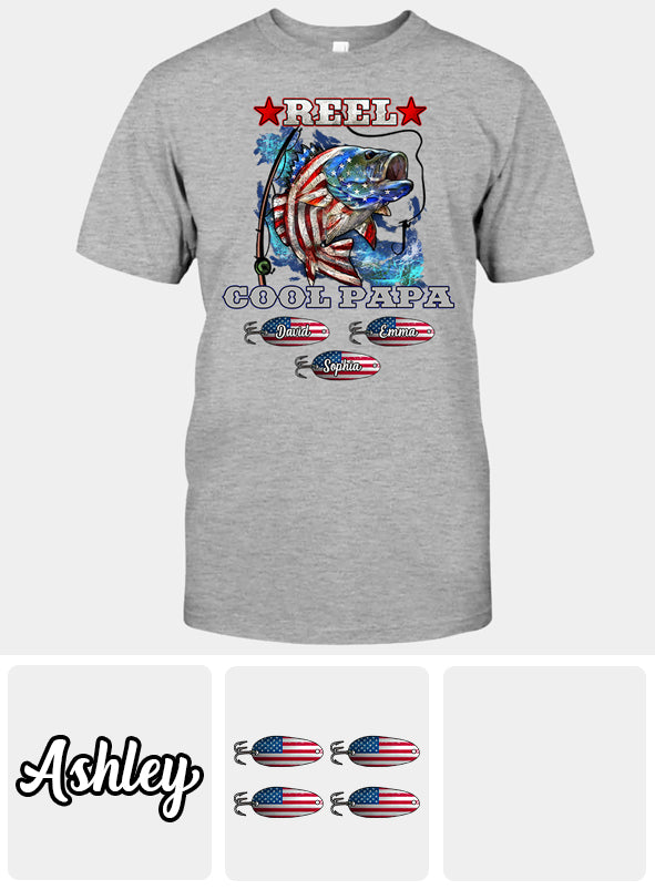 Reel Cool Papa Dad Uncle - Personalized Fishing T-shirt And Hoodie