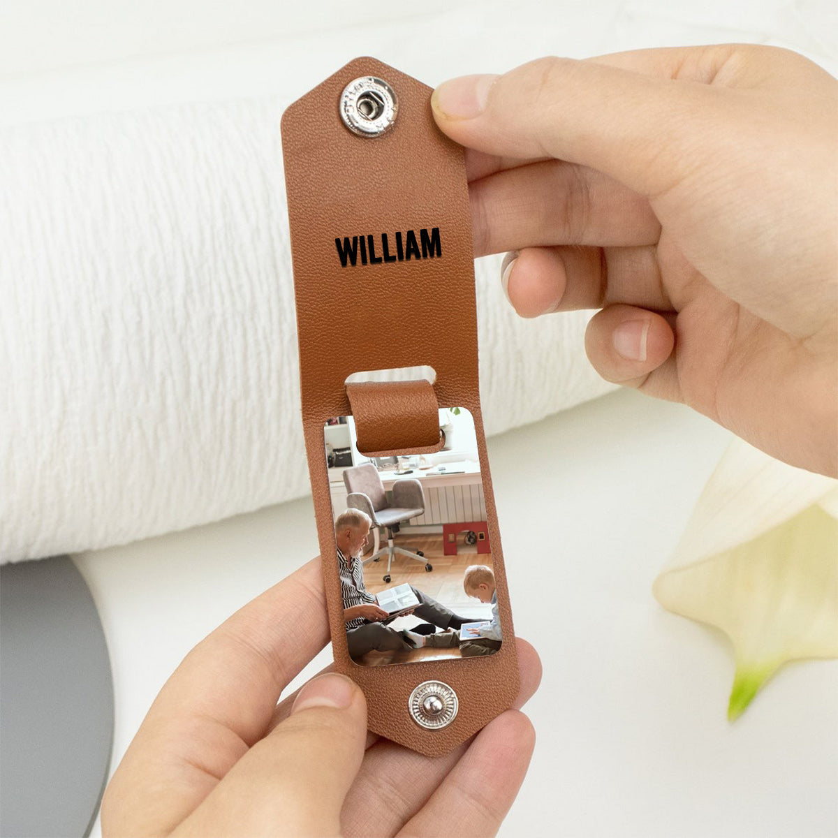 Husband Father Grandpa Legend - Personalized Grandpa Photo Album Keychain