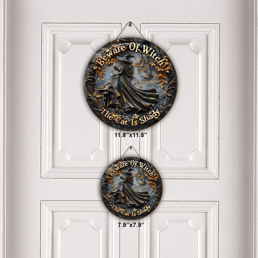 Halloween est mieux avec un chat - Panneau rond en bois personnalisé avec un chat noir