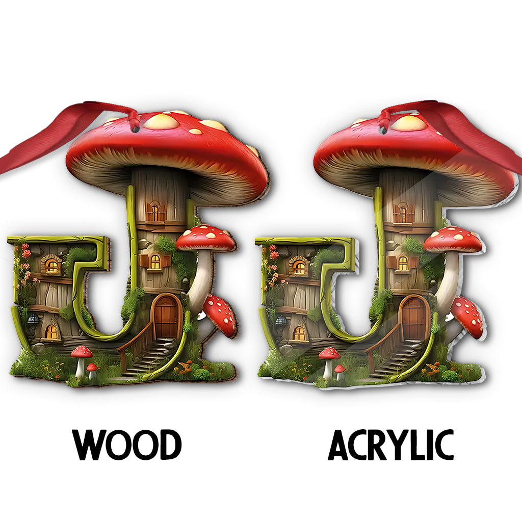 Mushroom Letter Ornament - Personalized Mushroom Ornament