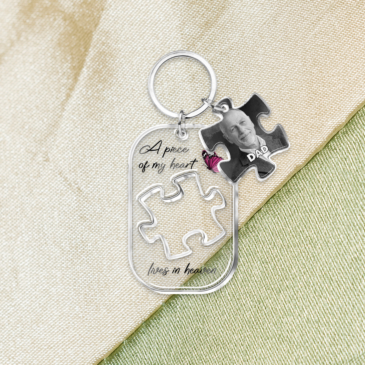 A Piece Of My Heart Lives In Heaven - Personalized Memorial Keychain with Charms