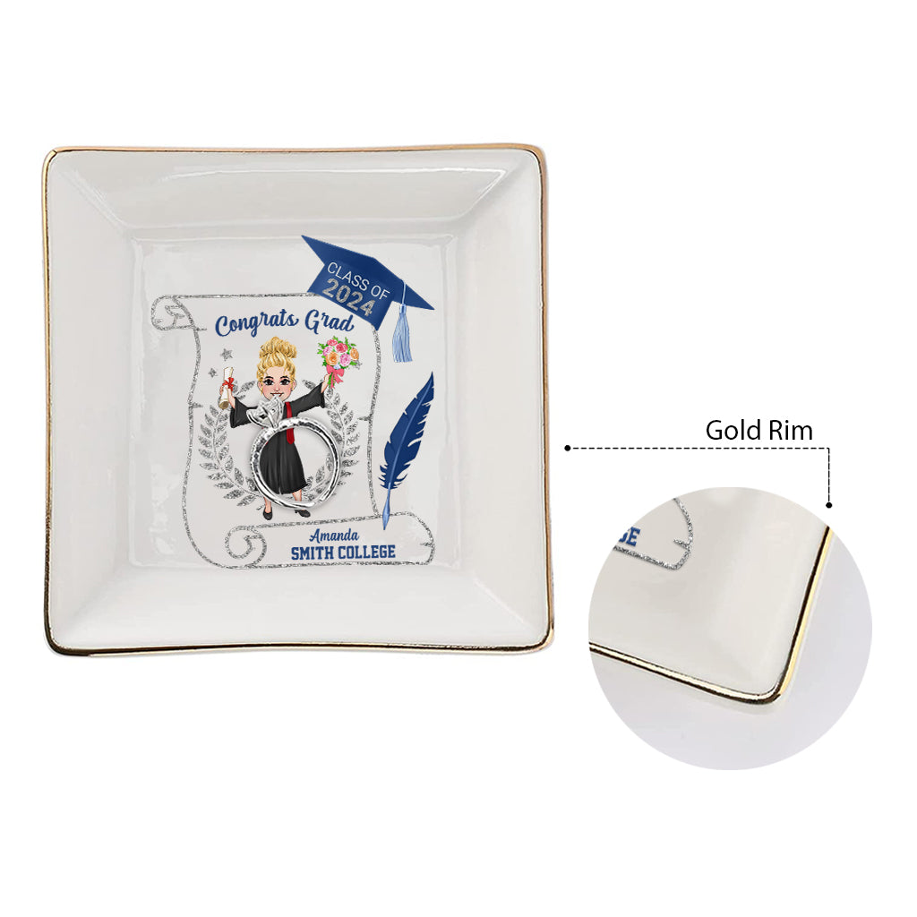 Class of 2024 Graduation Gift for Daughter Granddaughter - Personalized Graduation Jewelry Dish