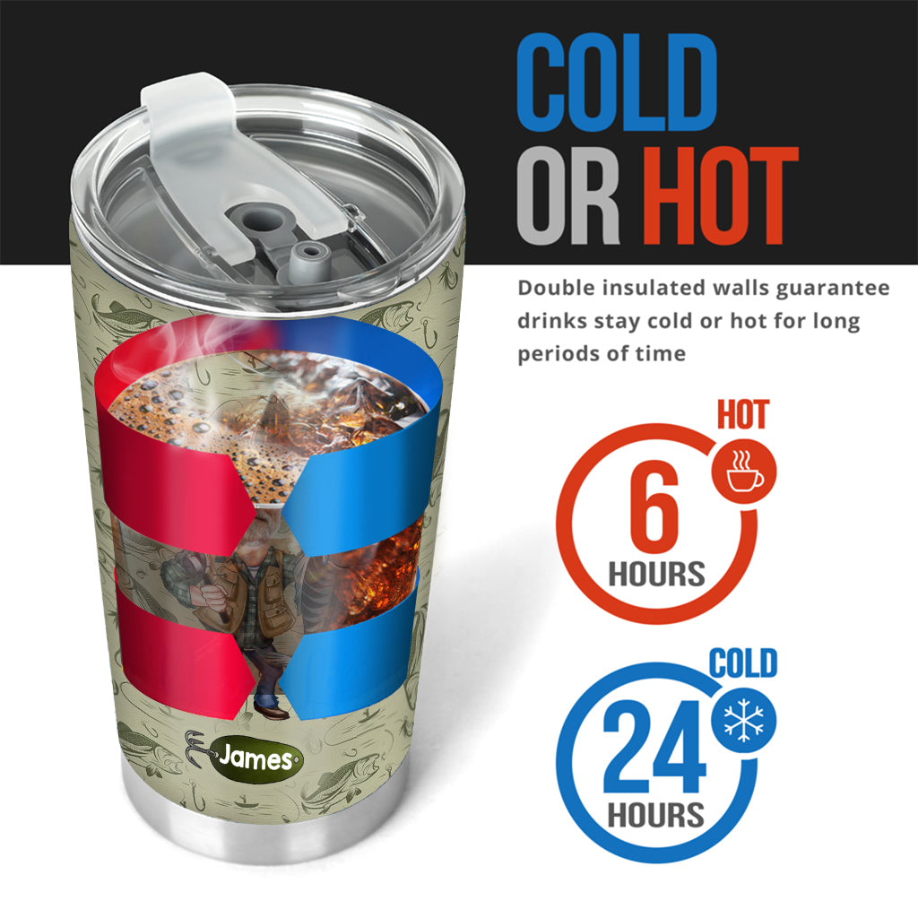 Gobelet isotherme de pêche personnalisé avec caricature humoristique
