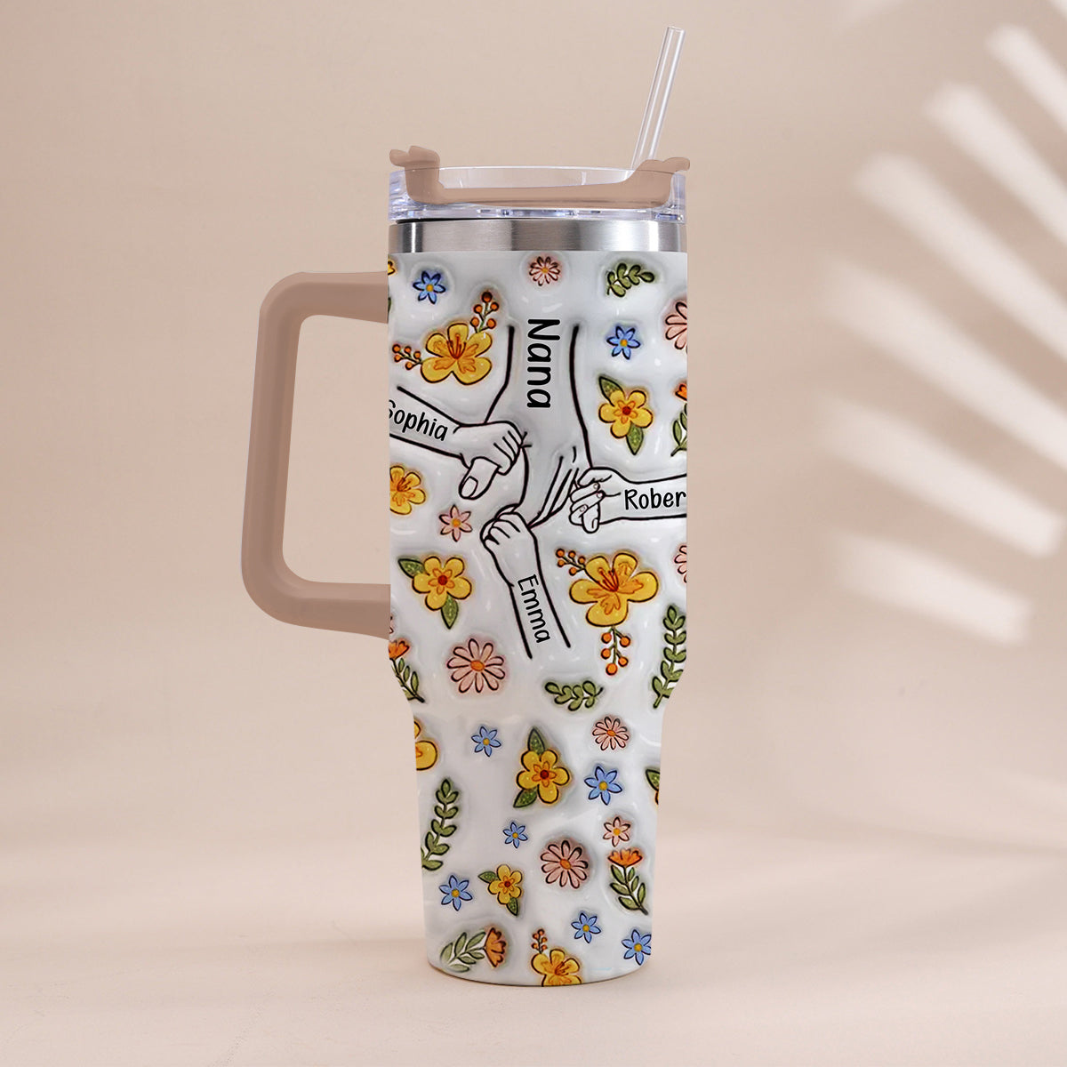 Tu nous tiens la main - Gobelet isotherme personnalisé avec anse