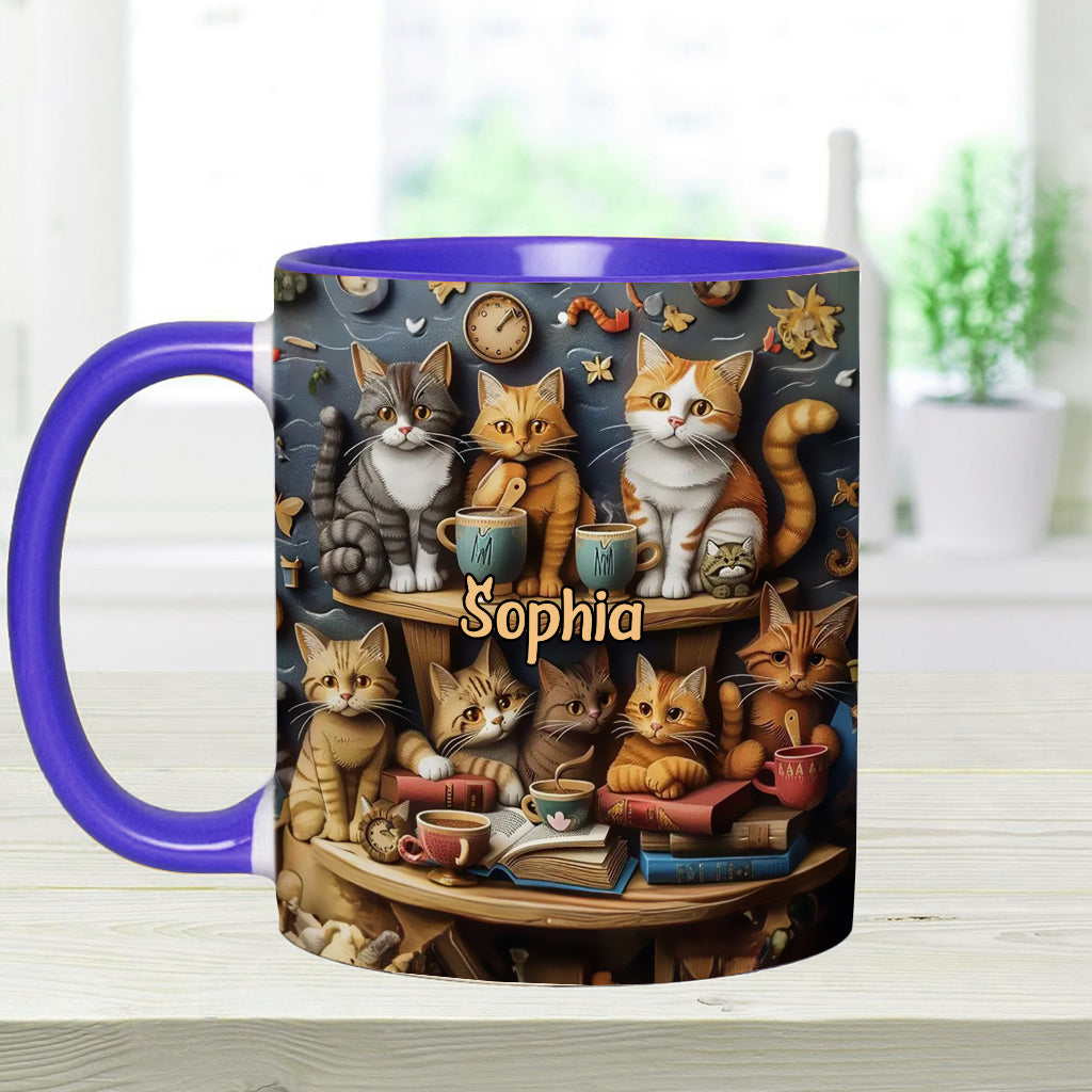 Mug personnalisé style vintage « Just Love Cats » avec motif chat