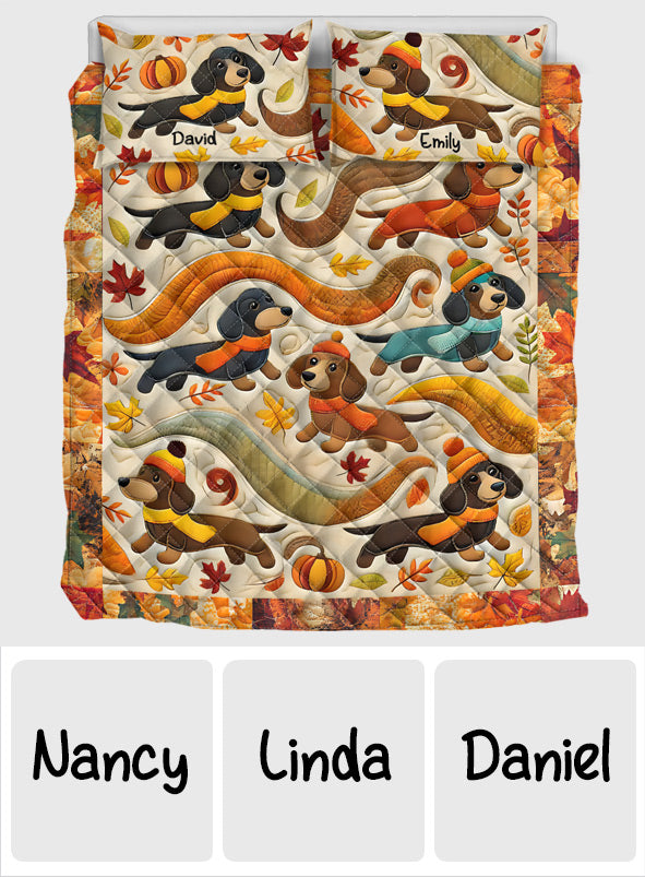 Hello Fall - Personalized Dachshund Quilt Set