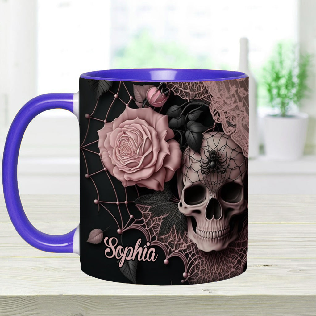 Mug personnalisé à motif de crâne et roses