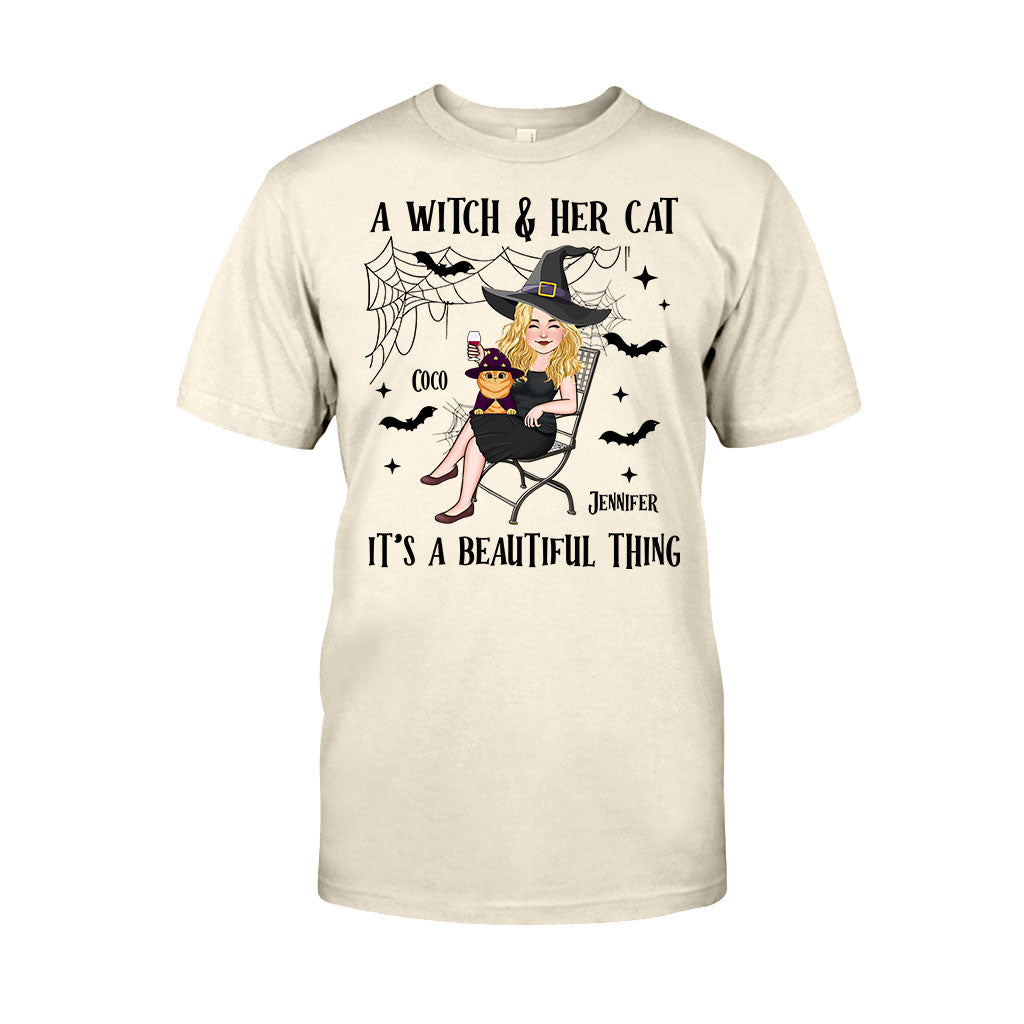 A Witch And Her Cat - Personalized Witch T-shirt And Hoodie