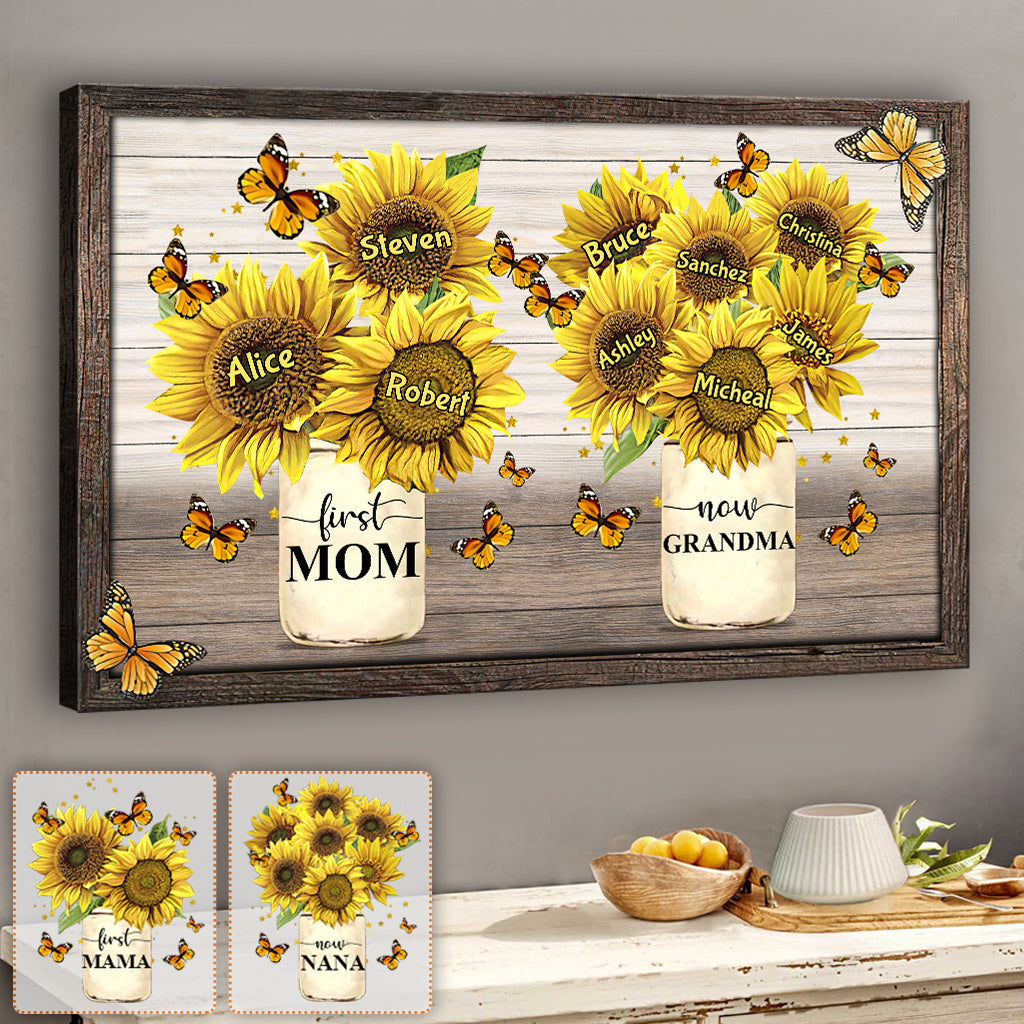 Première maman, maintenant grand-mère - Toile et affiche personnalisées pour grand-mère
