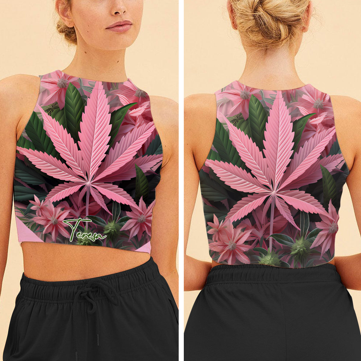 Débardeur court personnalisé Pretty Lil' Pothead - Weed
