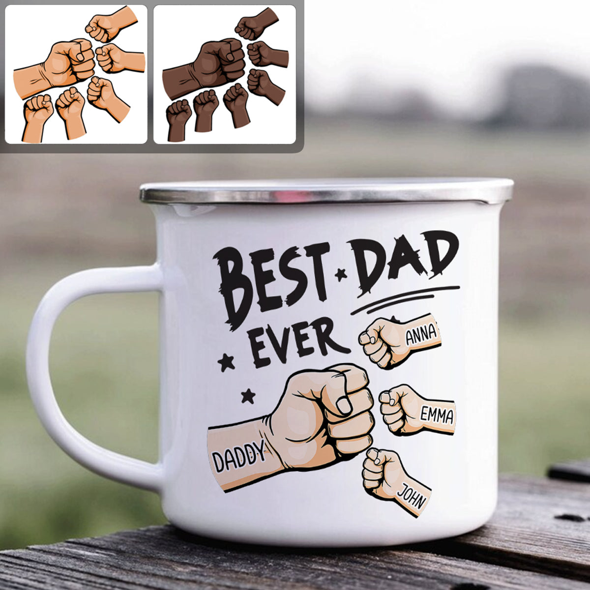 Meilleur papa du monde - Mug émaillé personnalisé « Meilleur papa du monde »