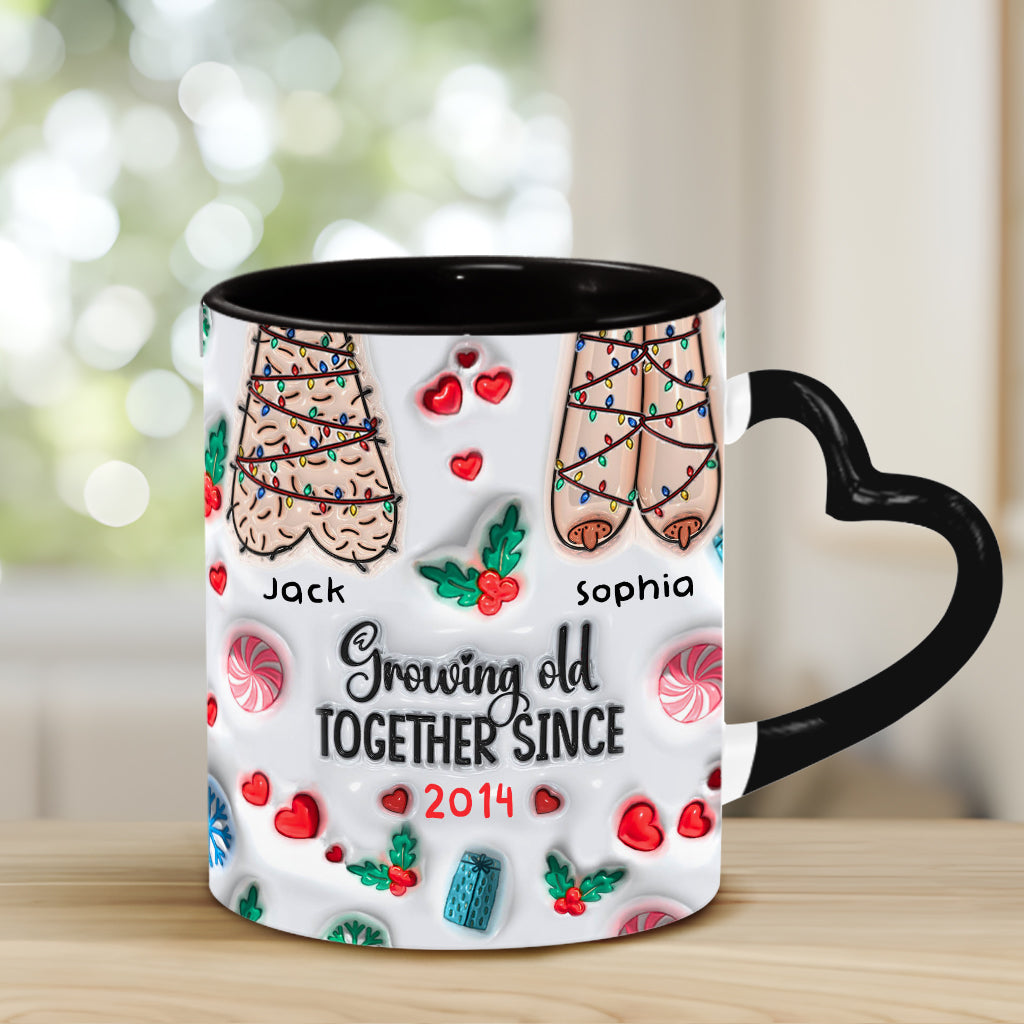 Growing Old Together - Personalized Couple Heart Handle Mug