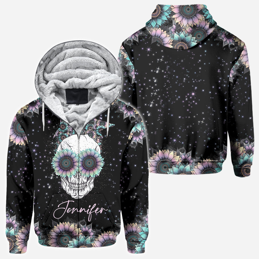 T-shirt personnalisé Zero F Given Tournesol rose et bleu - Tête de mort intégrale