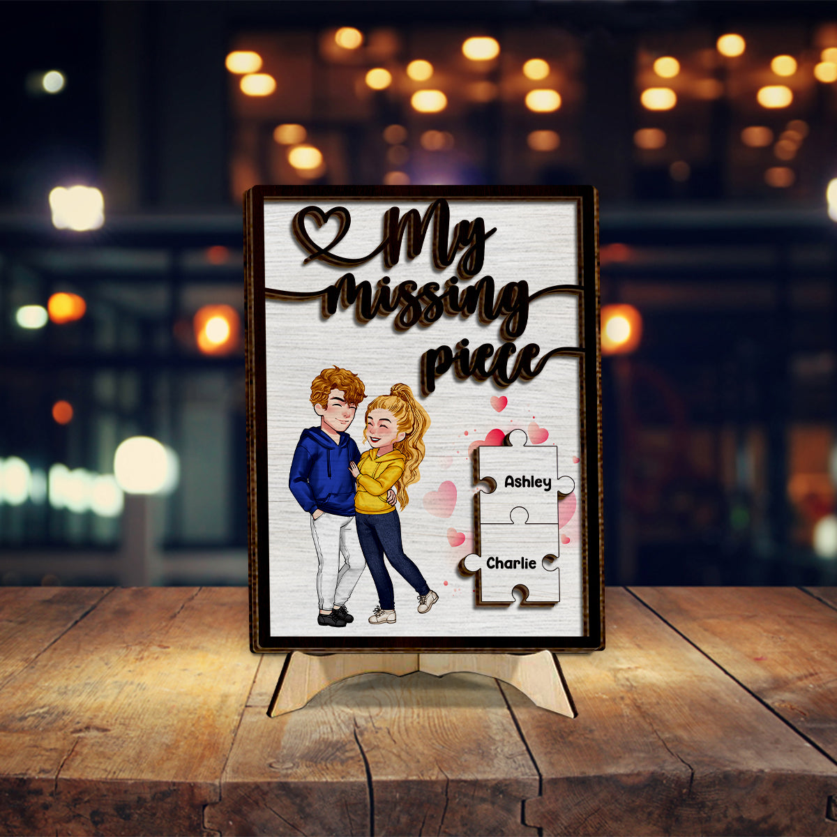 My Missing Piece - Personalized Couple 2 Layered Wood Sign / Wood Plaque