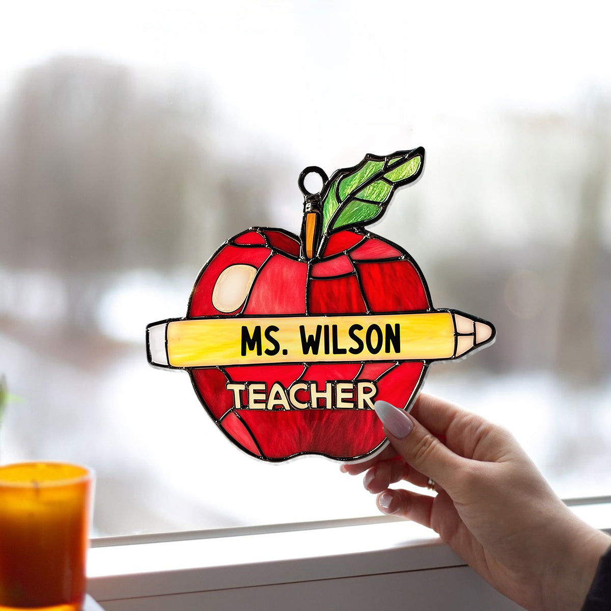 Love Being A Teacher - Personalized Teacher Window Hanging Suncatcher Ornament