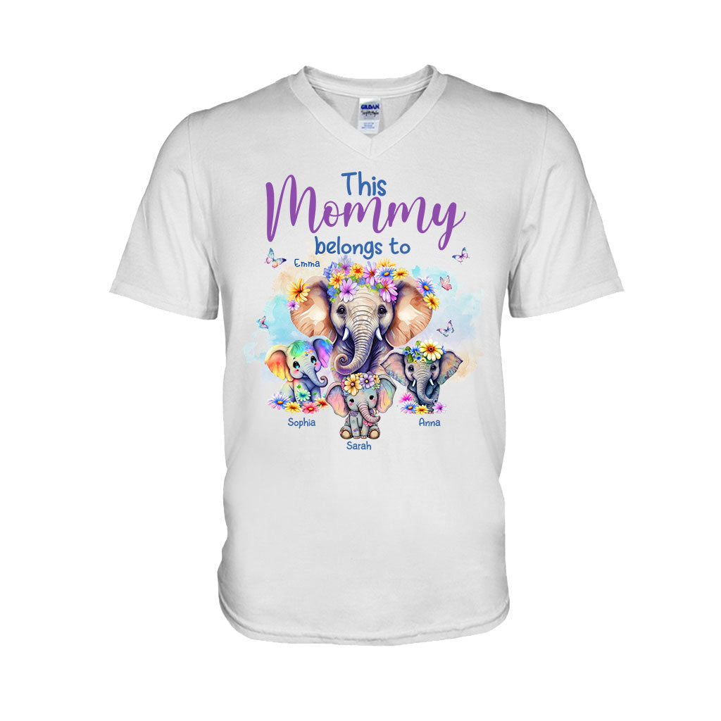 Éléphants à qui maman appartient - T-shirt et sweat à capuche personnalisés pour maman
