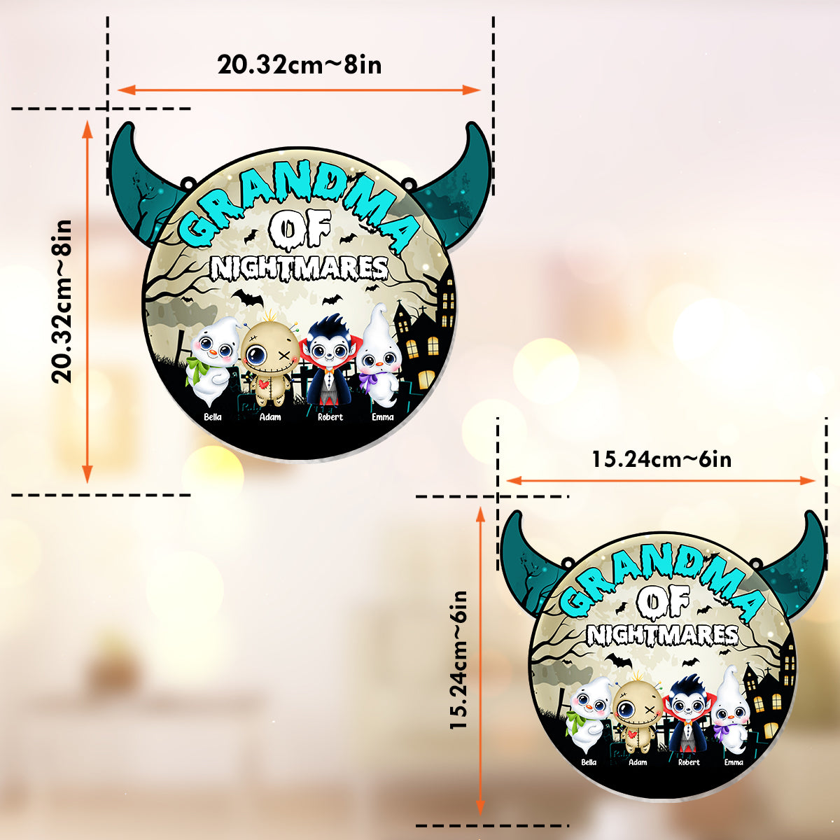 Grand-mère des petits cauchemars - Décoration attrape-soleil personnalisée à suspendre à la fenêtre « Grand-mère » 