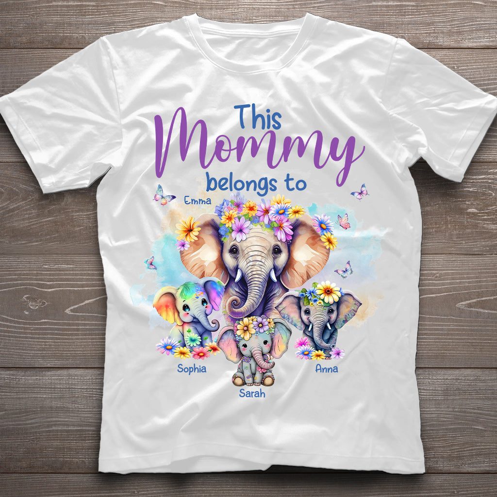 Éléphants à qui maman appartient - T-shirt et sweat à capuche personnalisés pour maman