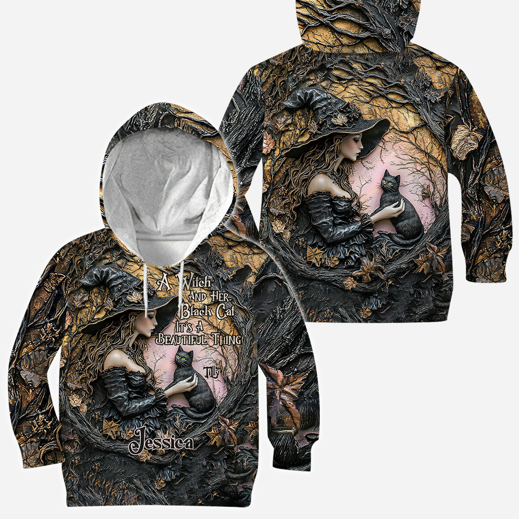 Une sorcière et son chat noir : c'est magnifique ! - T-shirt personnalisé « Sorcière »