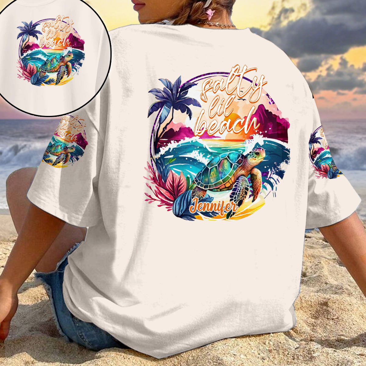 Salty Lil' Beach - T-shirt personnalisé avec motif tortue