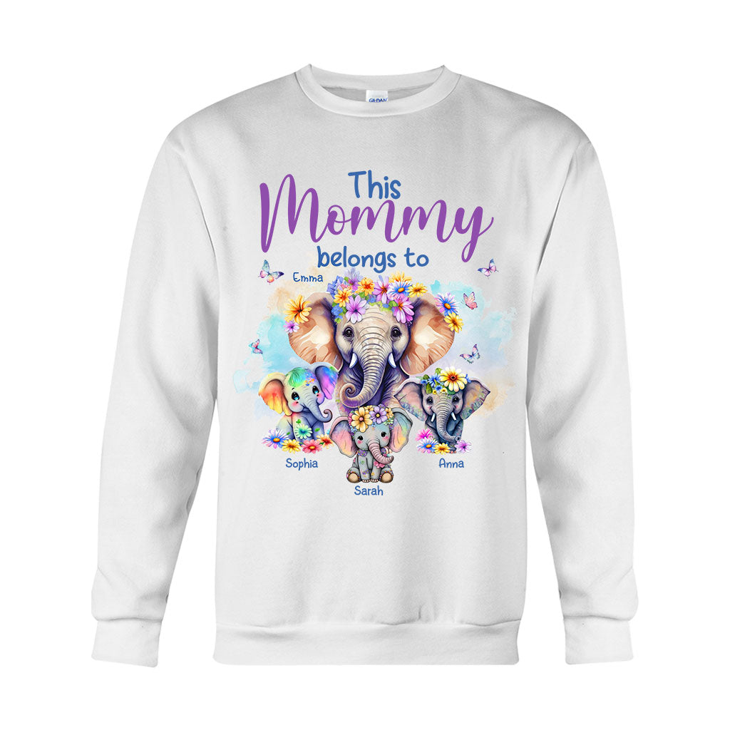 Éléphants à qui maman appartient - T-shirt et sweat à capuche personnalisés pour maman