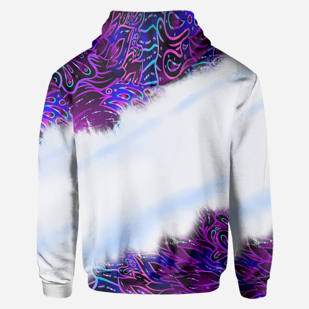Purple Gradient Psychedelic Leaf - Personalized Weed All Over Shirt