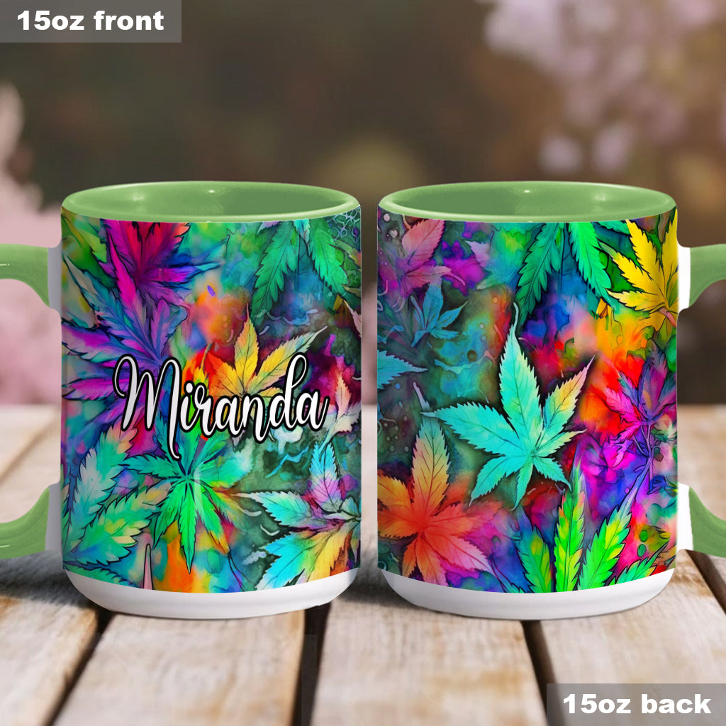 Mug personnalisé à motif feuille de cannabis psychédélique