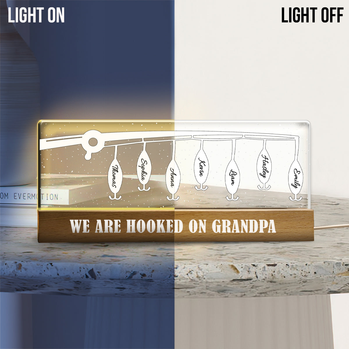 Accro à Papa - Veilleuse LED personnalisée pour papa
