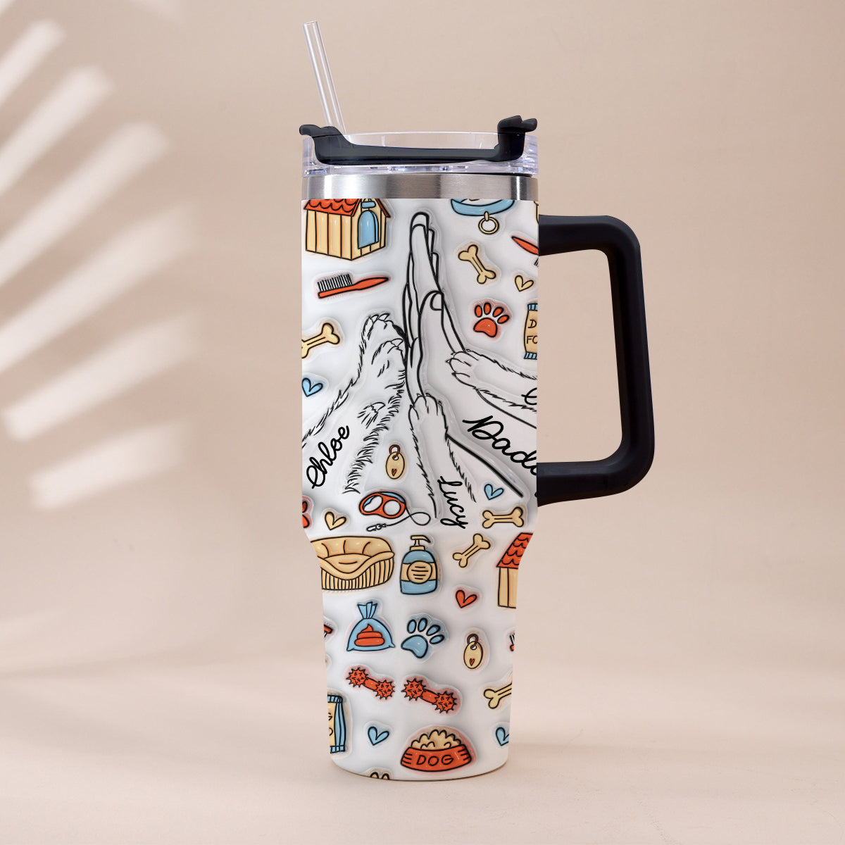 Meilleur papa de chien au monde - Gobelet isotherme personnalisé avec poignée